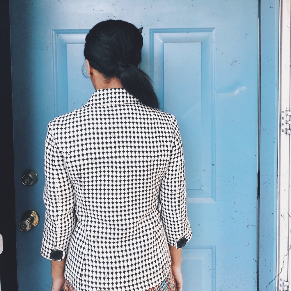 60’s Black White Mod Pea Coat Banana Republic - Picture 2 of 2